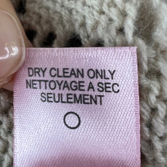 CALYPSO Cashmere Diamond Knit Sweater V-Neckline Long Sleeve Beige Size L Large - Picture 9 of 9